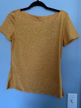 Gold Sequin Short-Sleeve Women's Top — Elegant Sparkle